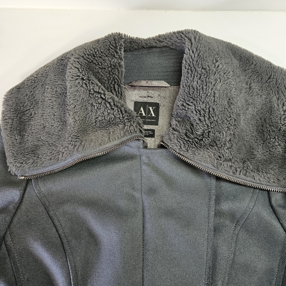Armani Exchange A|X Gray Faux Fur Collar Wool Blend Coat XS - Picture 3 of 8
